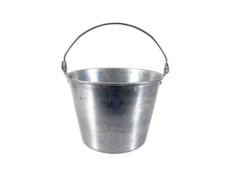 Metal ice bucket isolated on white backgroundの写真素材