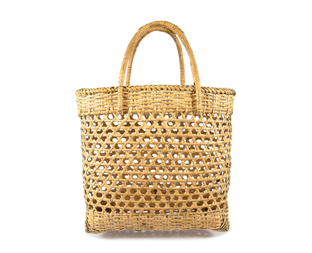 Wicker rattan bag isolated on white background.Rattan bagの写真素材