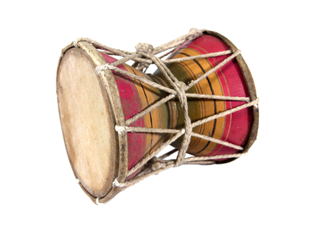 Wooden Thailand style small drum isolated on white background.Small drum isolatedの写真素材
