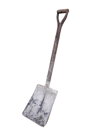 Old shovel isolated on white background.Spade isolatedの写真素材