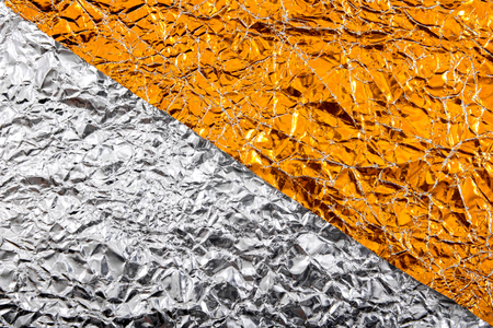 silver, gold texture backgrounds.Silver and gold foil textureの写真素材