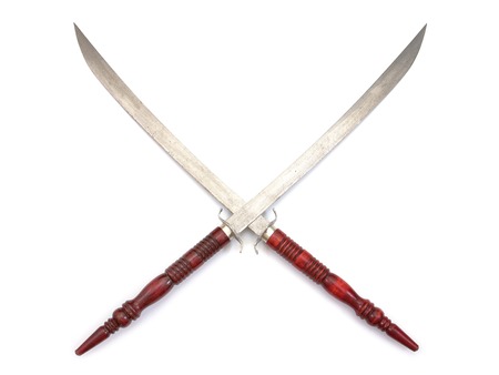 Thai swords isolated on  white background.Thai swords isolated.の写真素材