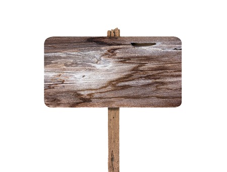 Wooden sign isolated on whiteの写真素材