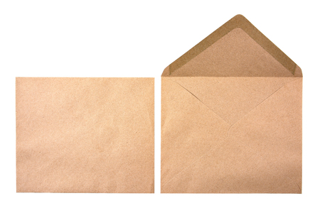 It is two brown document envelope isolated on white background.Brown document isolatedの写真素材