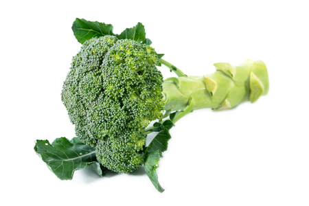 Fresh broccoli with leaf isolated on white background.Broccoli vegetables isolatedの写真素材