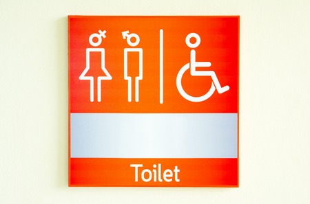 Modern wooden toilet sign backgroundの写真素材