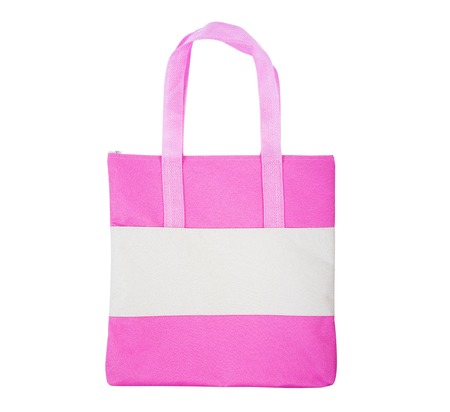 Two tone color nylon carry bag isolated on white backgroundの写真素材