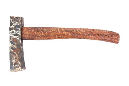 Old axe isolated on white background. Old ancient vintage ax isolatedの写真素材