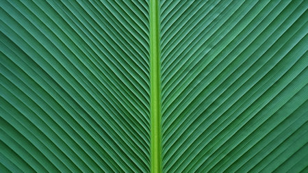 Banana leaf background texture. Green banana leaf with fiber lines texture.