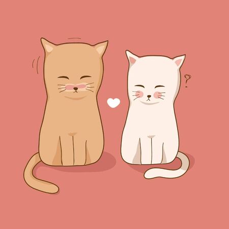 Cats Love vector illustrationのイラスト素材