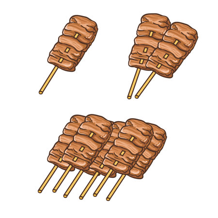 Moo Ping ,Thai food  ,Thai Grilled Pork Barbecue.のイラスト素材