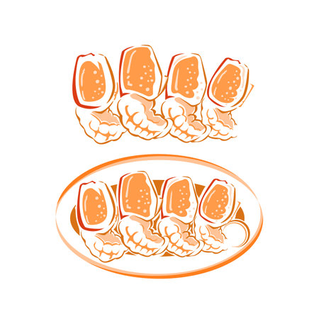 fresh Shrimp line drawing isolated vector illustration.のイラスト素材