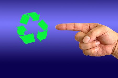 Recycling symbol on hand