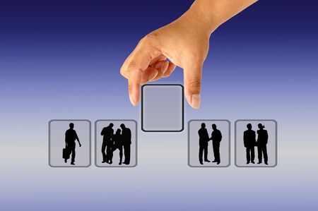 Hand pushing the buttonの写真素材