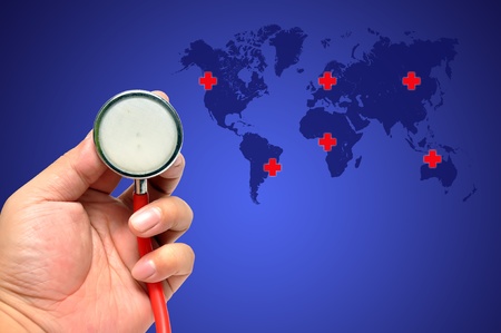 Stethoscope on a world background ,Save the world