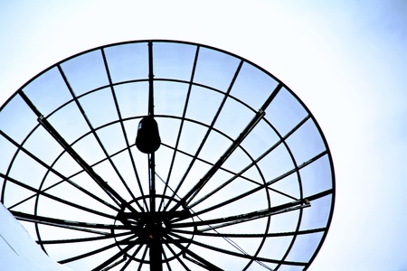 Satellite dish on the roofの写真素材