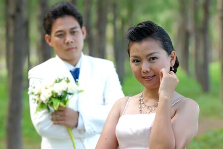 Bride and groom at the weddingの写真素材