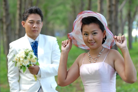 Bride and groom at the weddingの写真素材