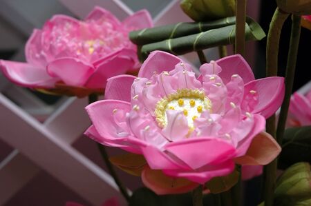 Plastic flower garlandsの写真素材