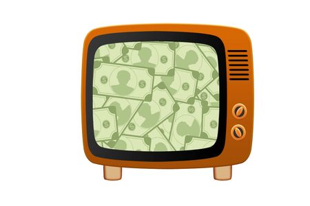 Retro tv with moneyの写真素材
