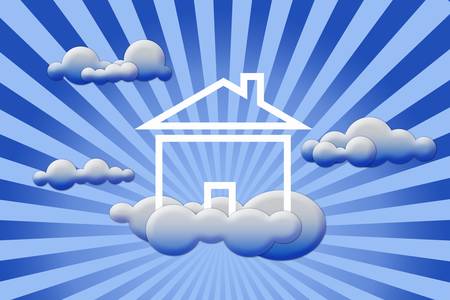 Conceptual image - House in cloudsの写真素材