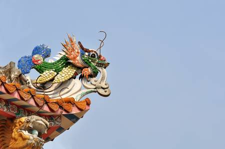 Chinese style dragon statue in Chinese templeの写真素材