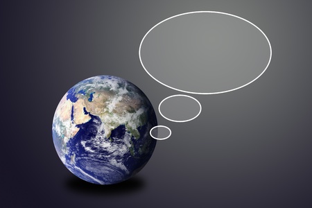 Flying transparent button with earth globeの写真素材