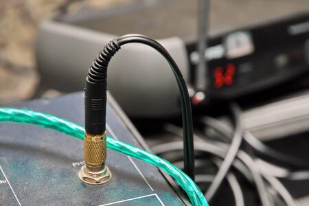 audio jack and cable with dirty sound mixer