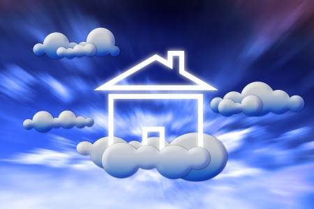 Icon House in cloudsの写真素材