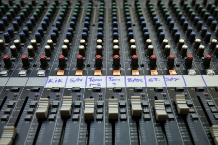 Part of an audio sound mixerの写真素材
