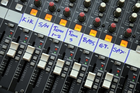 Part of an audio sound mixerの写真素材