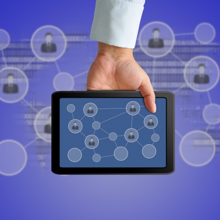 Tablet and social network, Communication in the global computer networkの写真素材