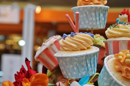 Colorful Cup Cake In the bouquetの写真素材