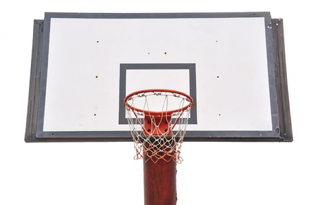 Basketball board on white backgroundの写真素材