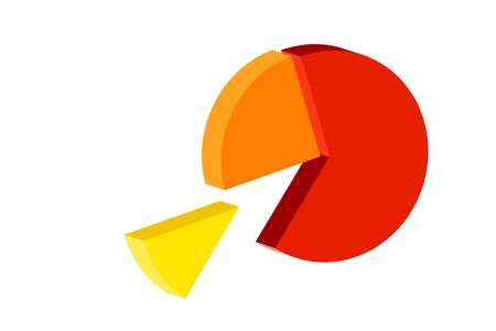 colorful pie chart- graph isolated on white backgroundの写真素材