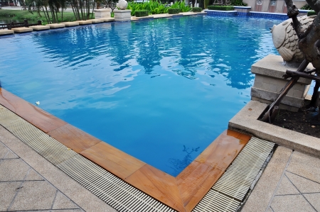 part of swimming pool with blue waterのeditorial素材