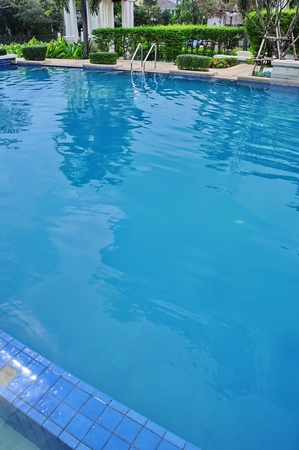 part of swimming pool with blue waterのeditorial素材