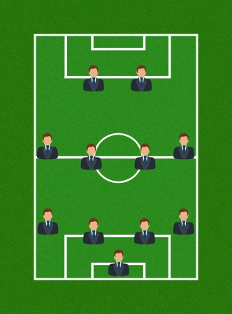 Football Field with Icon Soccer Player Tactics 4-4-2の写真素材