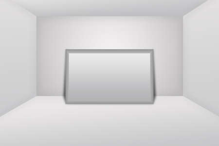 white poster on white wall in the roomの写真素材