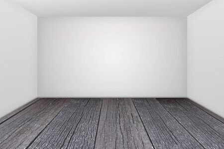 Empty white room on the wood floorの写真素材
