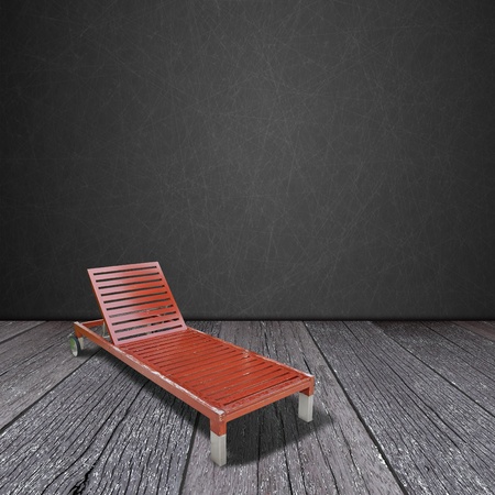 Empty wooden bench in the empty wood roomの写真素材