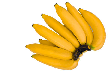 Sweet bananas on the white backgroundの写真素材