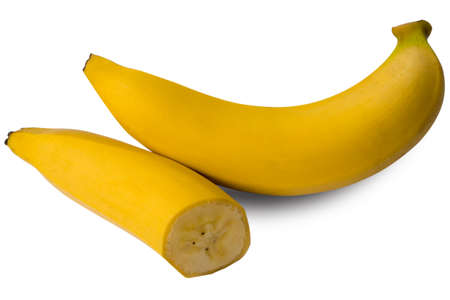Fresh ripe bananas bunch isolated on white backgroundの写真素材