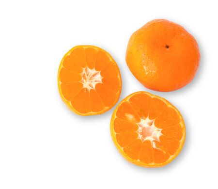 Mandarin, tangerine citrus fruit isolated on white backgroundの写真素材