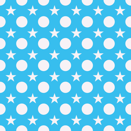 Star and full moon design on a bright blue background Suitable for backgrounds or prints on fabrics, textiles, wallpaper.のイラスト素材