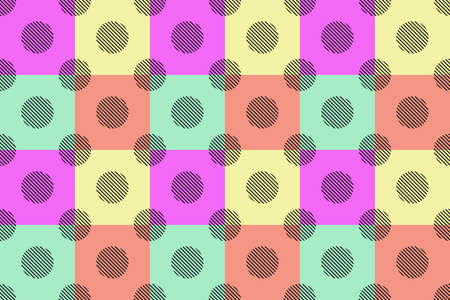 Seamless Vector Background geometric pattern polka dots on alternating colors Perfect for destroying fabrics, textiles, wallpaper, gift wrapのイラスト素材