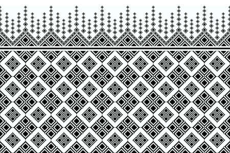Abstract geometric ethnic patterns. Black&amp;White vector. Traditional Thai style. Design for background, wallpaper, fabric, textile.のイラスト素材