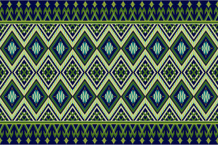 Navy Background Geometric Ethnic Seamless Pattern Thai Traditional Design For Background Carpet Wallpaper Clothing Wrap Batik Fabric Vector Illustration Embroidery Styleのイラスト素材