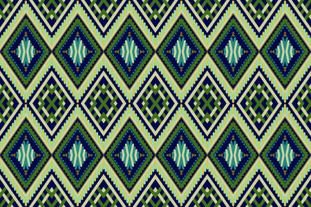 Navy Background Geometric Ethnic Seamless Pattern Thai Traditional Design For Background Carpet Wallpaper Clothing Wrap Batik Fabric Vector Illustration Embroidery Styleのイラスト素材