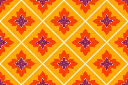 Thai pattern geometric ethnic oriental seamless pattern thai traditional design for background carpet wallpaper clothing wrap batik fabric vector illustration embroidery styleのイラスト素材